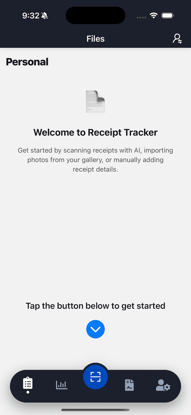 Receipt Tracker Home Screen